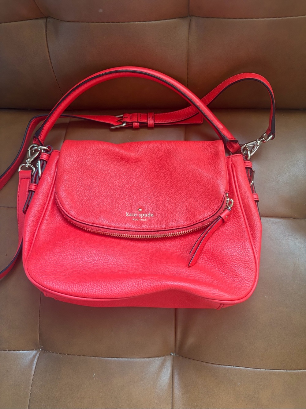 kate spade bright Reddish Pink Leather Shoulder Bag